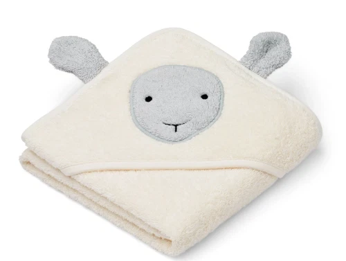 Liewood creme de la creme sheep hooded babyhåndklæde Albert